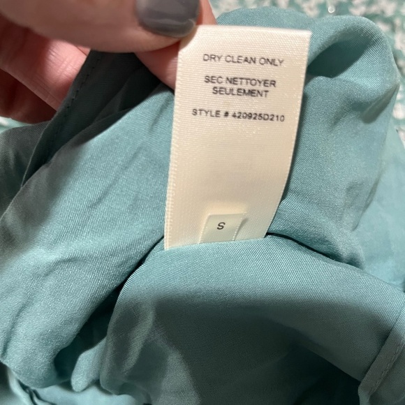 Rebecca Taylor Floral Silk Dress Smocked Waist Metallic Accents Green Size Small - Picture 9 of 10